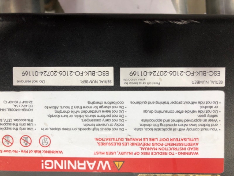 Photo 4 of **Major Damage**
*PARTS ONLY*
Hover-1 Escape Electric Folding Scooter - 16 MPH Top Speed, 9 Mile Range, 250W Motor, 264lbs Max Weight, Electric/Mech Brakes, Cert. & Tested - Safe for Kids & Adults, Black
