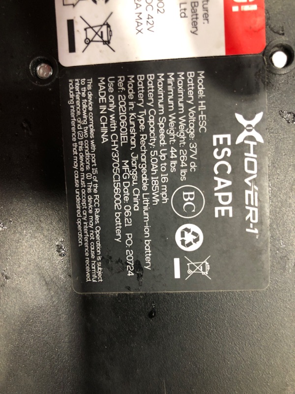 Photo 1 of **Major Damage**
*PARTS ONLY*
Hover-1 Escape Electric Folding Scooter - 16 MPH Top Speed, 9 Mile Range, 250W Motor, 264lbs Max Weight, Electric/Mech Brakes, Cert. & Tested - Safe for Kids & Adults, Black
