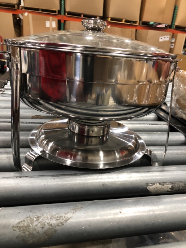 Photo 2 of ***ONLY ONE*** Fulgutonit Stainless Steel Chafing dish Buffet Set, 4 QT Round Buffet Servers and Warmers with Glass Lid & Lid Holder, Food Warmer for Parties, Wedding, Events