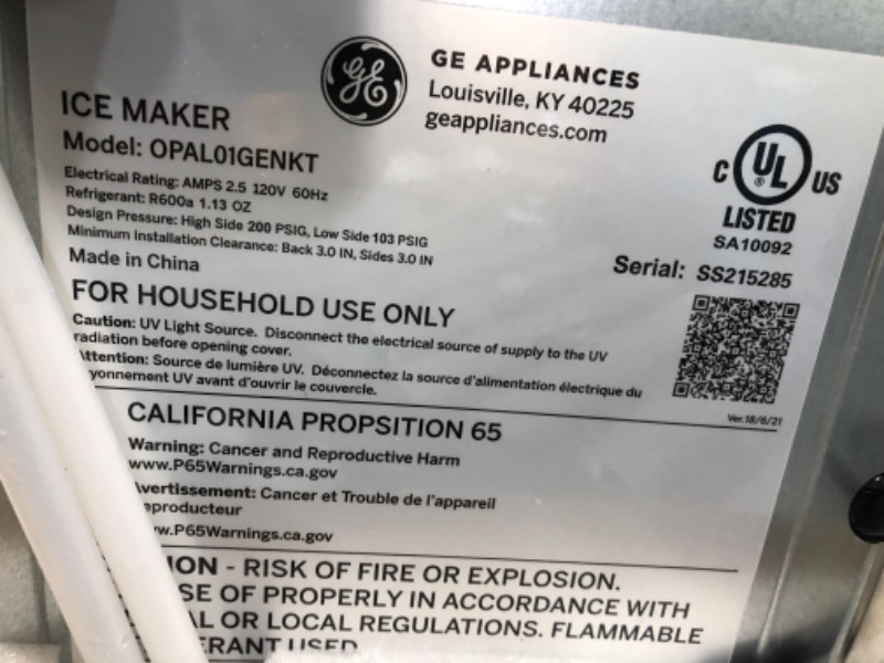 Photo 4 of 
GE Profile Opal | Countertop Nugget Ice Maker with Side Tank | Portable Ice Machine Makes up to 24 Lbs. of Ice per Day | Stainless Steel Finish
