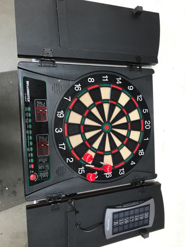 Photo 3 of (NOT FUNCTIONAL; SCRATCHED) Bullshooter Cricket Maxx 1.0 Electronic Dartboard & Cabinet Set