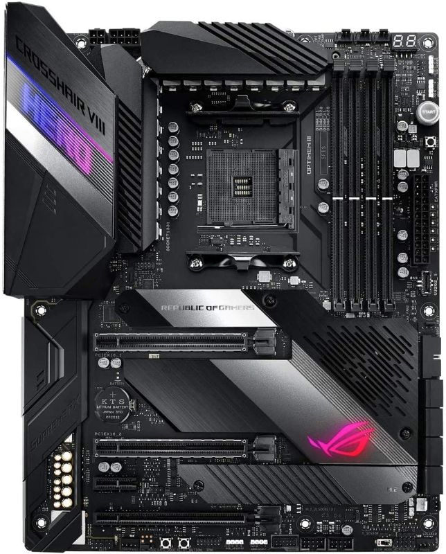 Photo 1 of ASUS ROG Crosshair VIII Hero X570 ATX Motherboard with PCIe 4.0, Integrated 2.5 Gbps LAN,  USB 3.2, SATA, M.2, Node and Aura Sync RGB Lighting
