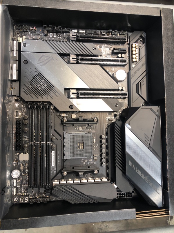 Photo 2 of ASUS ROG Crosshair VIII Hero X570 ATX Motherboard with PCIe 4.0, Integrated 2.5 Gbps LAN,  USB 3.2, SATA, M.2, Node and Aura Sync RGB Lighting
