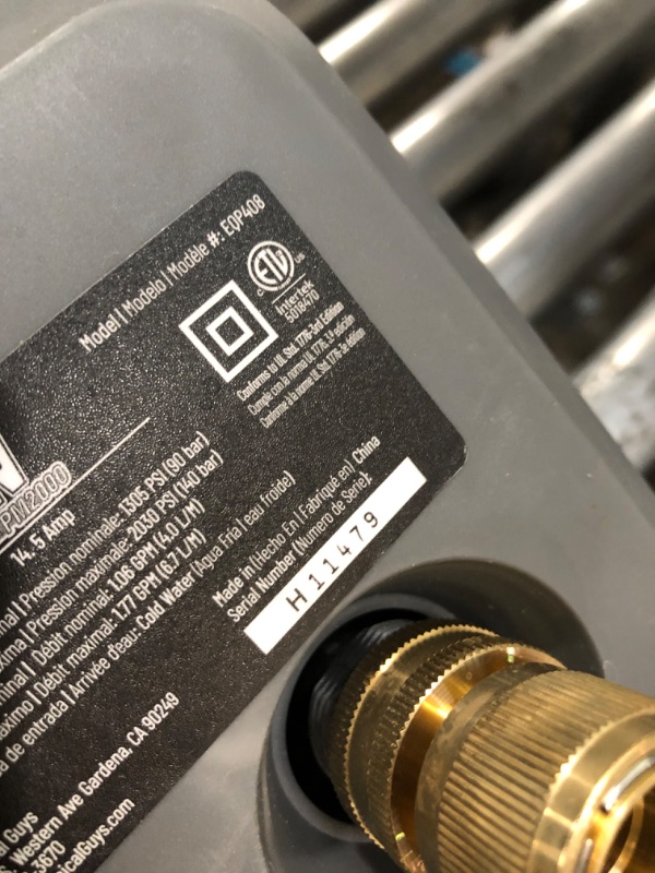 Photo 2 of NON FUNCTIONAL / PARTS
Chemical Guys EQP408 ProFlow Performance Electric Pressure Washer PM2000, 14.5-Amp Motor 2030 Max PSI, 1.77 GPM, Includes 5 Full Range QC Tips, Cleans Cars, Patios, Driveways, Homes and More , Gray
