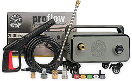 Photo 1 of NON FUNCTIONAL / PARTS
Chemical Guys EQP408 ProFlow Performance Electric Pressure Washer PM2000, 14.5-Amp Motor 2030 Max PSI, 1.77 GPM, Includes 5 Full Range QC Tips, Cleans Cars, Patios, Driveways, Homes and More , Gray
