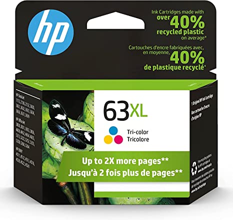 Photo 1 of Original HP 63XL Tri-color High-yield Ink | Works with HP DeskJet 1112, 2130, 3630 Series; HP ENVY 4510, 4520 Series; HP OfficeJet 3830, 4650, 5200 Series | Eligible for Instant Ink | F6U63AN
