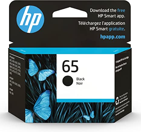 Photo 1 of Original HP 65 Black Ink Cartridge | Works with HP AMP 100 Series, HP DeskJet 2600, 3700 Series, HP ENVY 5000 Series | Eligible for Instant Ink | N9K02AN
