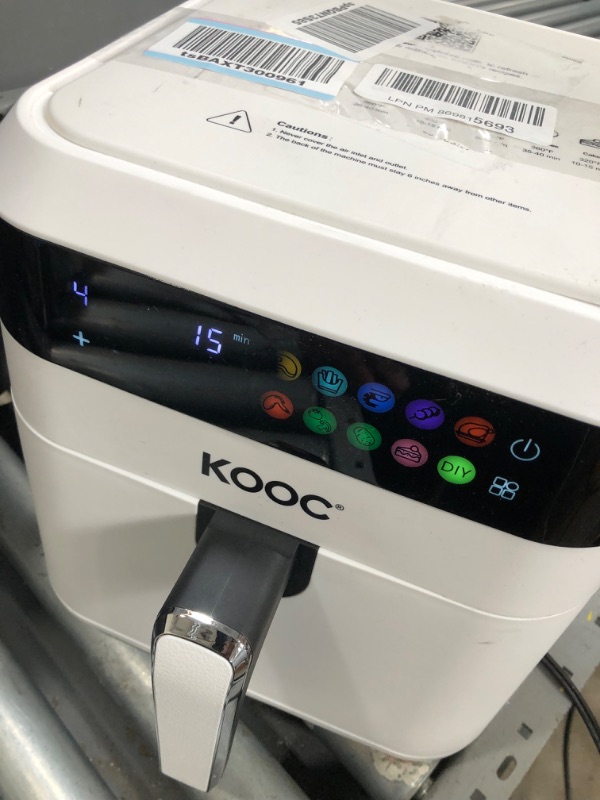 Photo 4 of [NEW LANUCH] KOOC XL Large Air Fryer, 6.5 Quart Electric Air Fryer Oven, Free Cheat Sheet for Quick Reference, 1700W, LED Touch Digital Screen, 10 in 1, Customized Temp/Time, Nonstick Basket, White
