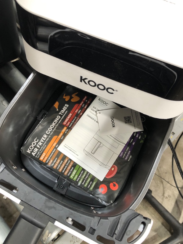 Photo 3 of [NEW LANUCH] KOOC XL Large Air Fryer, 6.5 Quart Electric Air Fryer Oven, Free Cheat Sheet for Quick Reference, 1700W, LED Touch Digital Screen, 10 in 1, Customized Temp/Time, Nonstick Basket, White
