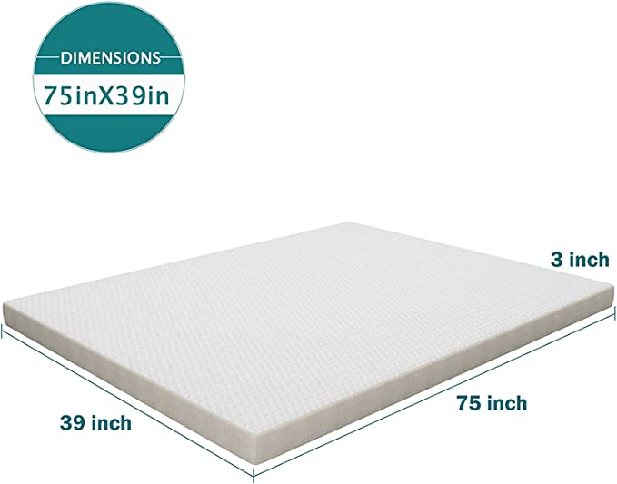 Photo 1 of 3 Inch Memory Foam Mattress Topper Crystli Bed Mattress with CertiPUR-US Certified Foam Medium Firm Bed-in-a-Box Pressure Relieving Supportive Twin Size Mattress
