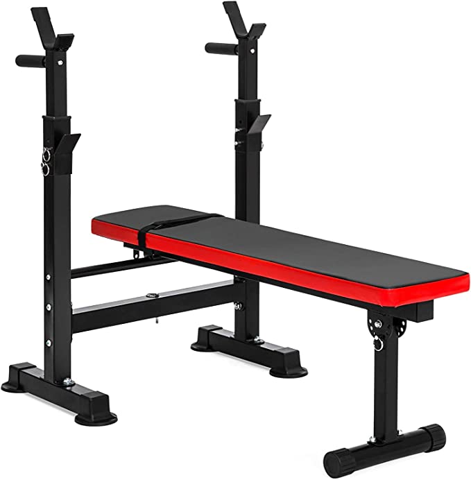 Photo 1 of BalanceFrom RS 40 Adjustable Folding Multifunctional Workout Station Adjustable Olympic Workout Bench with Squat Rack, Black
