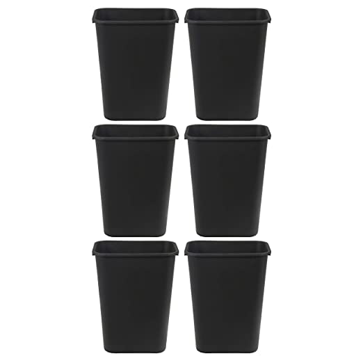 Photo 1 of AmazonCommercial 10 Gallon Commercial Office Wastebasket, Black, 6-Pack
