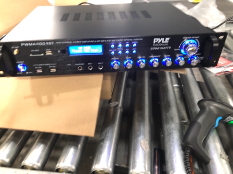 Photo 3 of Pyle PWMA4004BT Powerful 3000 Watt 4 Channel Bluetooth Hybrid Amplifier Receiver with 2 Battery Powered Handheld Microphones and Remote Control