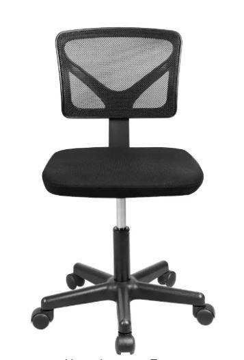 Photo 1 of Black Armless Office Chair Breathable Mesh Covering Silent Swiveling Casters Low Back Support for Computer Tasks