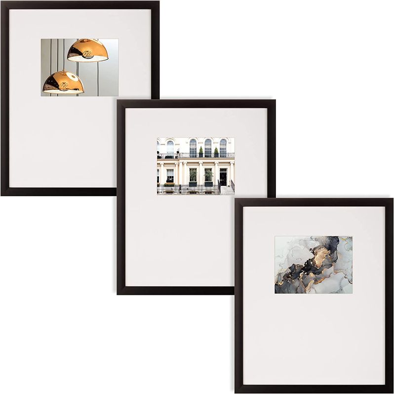 Photo 1 of ALL 3 DAMAGED -  3 Piece Picture Wall Frame Set, Black