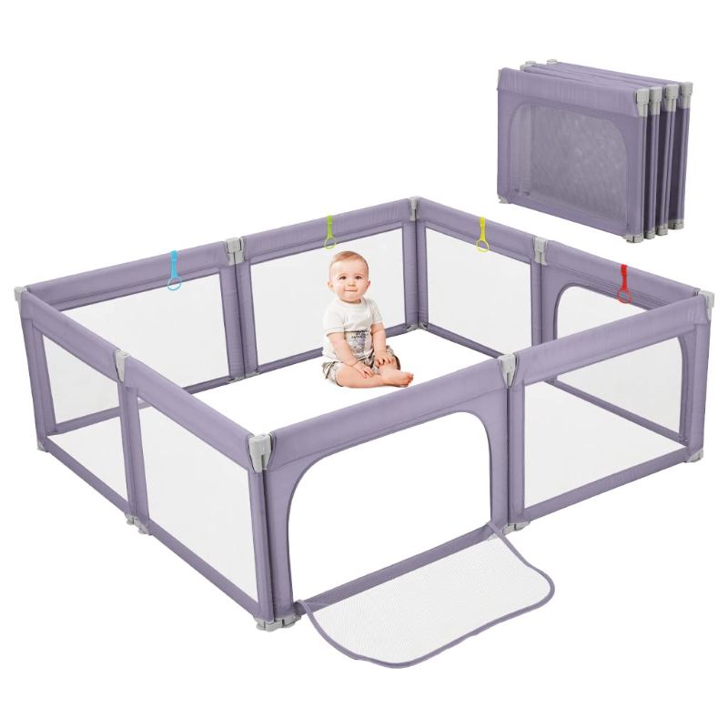 Photo 1 of Foldable Baby Playpen, Dripex Upgrade Kids Large Playard with 5 Handlers,Indoor & Outdoor Kids Activity Center,Infant Safety Gates with Breathable Mesh,Sturdy Play Yard for Toddler
