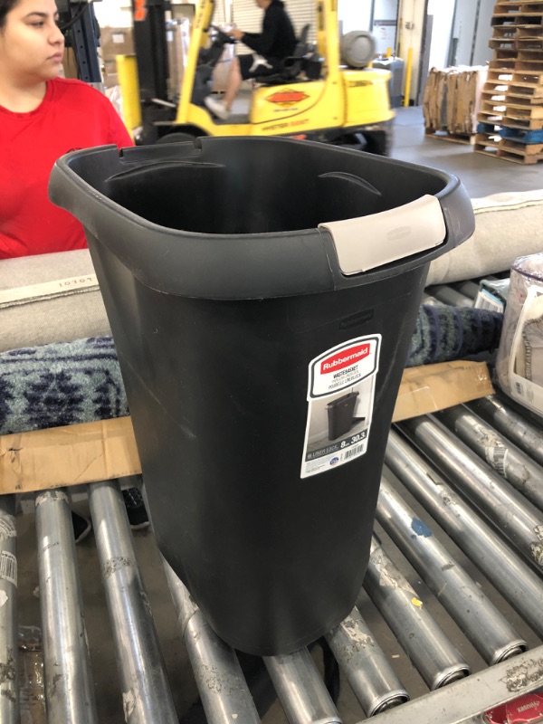 Photo 2 of 8 Gal. Black Rectangular Trash Can with LinerLock