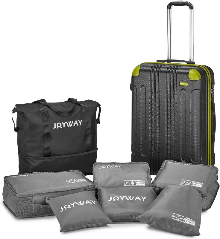 Photo 1 of ****SHIPPING DAMAGE****
Joyway Luggage 8-Piece Travel Sets, Hardside Suitcase with Spinner Wheels,Checked Suitcase with TSA Locks(Black&Green, 24Inch)
