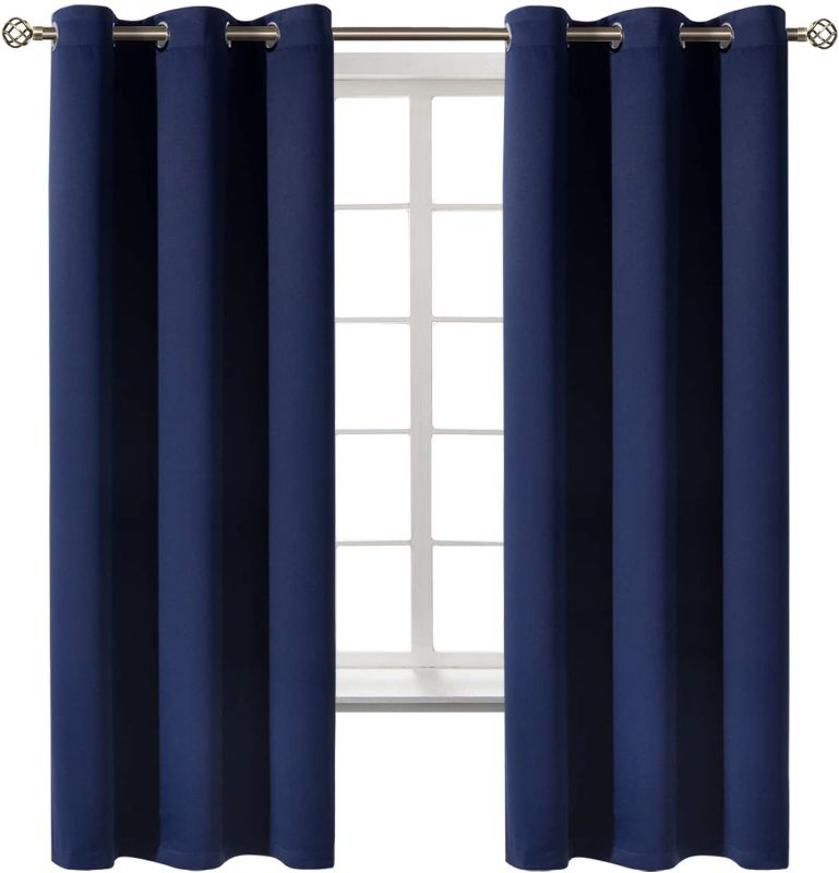 Photo 1 of  Blackout Curtains for Bedroom - Grommet Thermal Insulated Room Darkening Curtains for Living Room, Set of 2 Panels (42 x 63 Inch, Navy Blue)