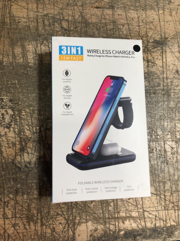 Photo 2 of Wireless Charging Stand, Muleug 3 in 1 Wireless Charger Charging Station Dock for Apple Watch 7 SE 6 5 4 3 2, Airpods Pro, iPhone 13Pro Max/13 Pro/13/12/11/11 Pro/X/Xr/Xs/8 Plus