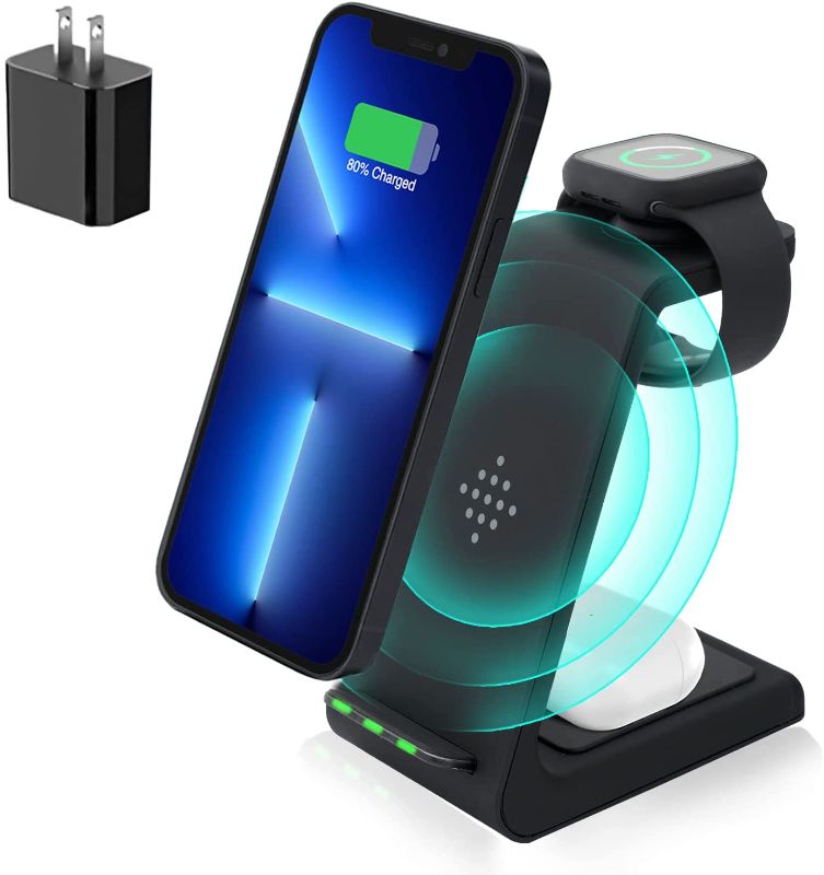 Photo 1 of Wireless Charging Stand, Muleug 3 in 1 Wireless Charger Charging Station Dock for Apple Watch 7 SE 6 5 4 3 2, Airpods Pro, iPhone 13Pro Max/13 Pro/13/12/11/11 Pro/X/Xr/Xs/8 Plus