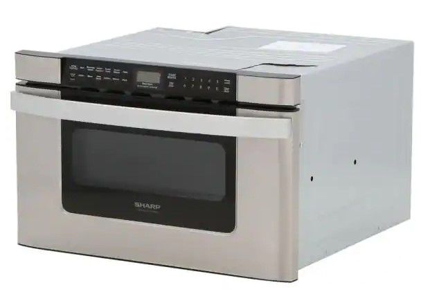 Photo 1 of (DAMAGED, DOES NOT FUNCTION Sharp 24 in. W 1.2 cu. ft. Built-in Microwave Drawer in Stainless Steel with Sensor Cooking
**DENTS, OPEN AND CLOSE BUTTON FUNCTION, REST OF THE BUTTONS DO NOT FUNCTION**
