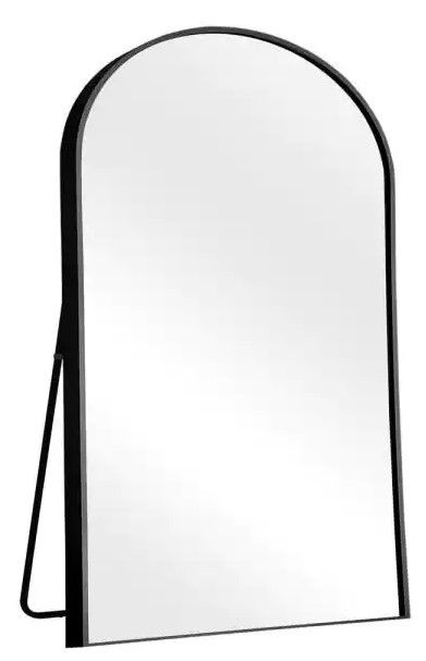 Photo 1 of 71 in. x 32 in. Modern Arch Metal Framed Black Full-Length Floor Standing Mirror