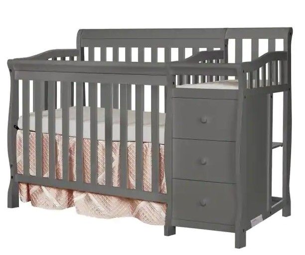 Photo 1 of Dream On Me Jayden 4-in-1 Steel Grey Mini Convertible Crib And Changer