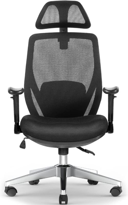 Photo 1 of NOVELLAND Ergonomic Office Chair Back Support, Mesh Office Chair with Lumbar Support, High Back Home Office Chair with Headrest, Adjustable Office Chair Adjustable Arms (Black)
