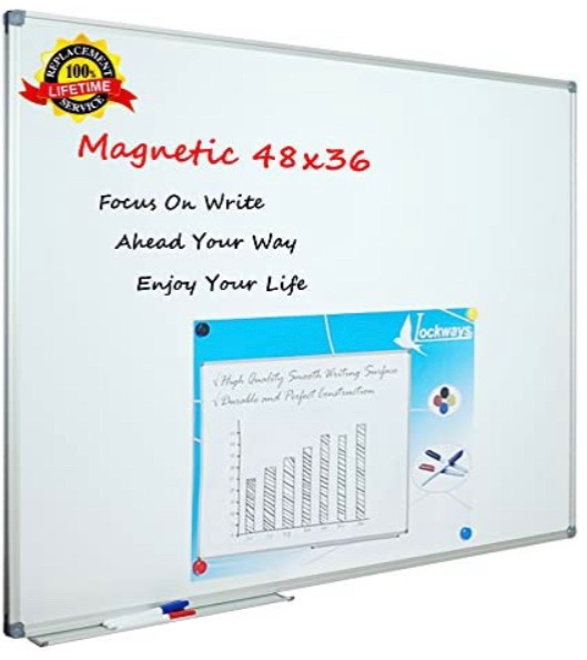 Photo 1 of (MAJOR BENDS) Lockways White Board Dry Erase Board 48 x 36 Inch, Magnetic Whiteboard 4 x 3, Silver Aluminium Frame