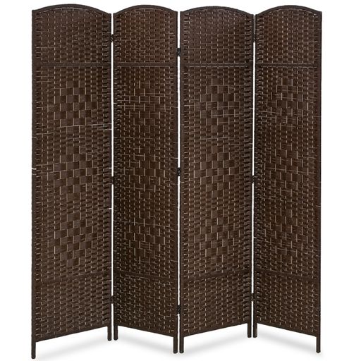 Photo 1 of 4 Panel Room Divider Folding Privacy Divider 6 Ft Indoor Wall Divider Portable Partition Wood Screen, Brown
