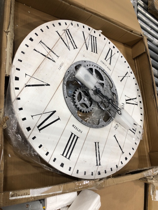 Photo 2 of 27 Shiplap Farmhouse Gears Wall Clock Aged White - FirsTime  Co.