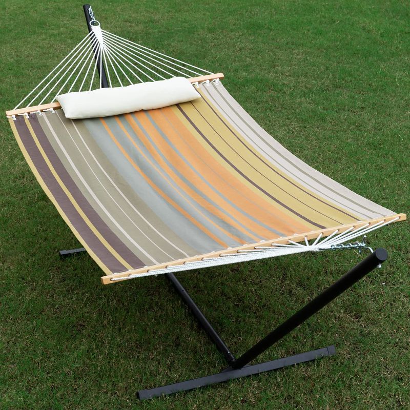 Photo 1 of (MISSING PILLOW) 2 Person Hammock with Stand Included Heavy Duty Textilene Double Hammock 