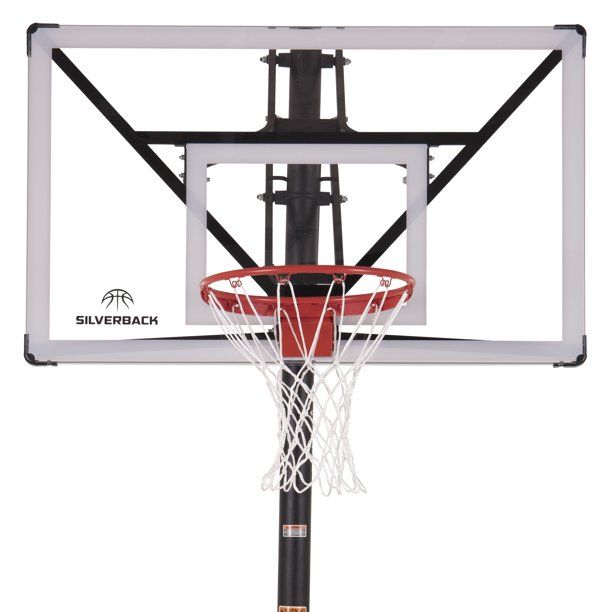 Photo 1 of (SCRATCHED/CRACKED BACKBOARD) Silverback NXT 54" In-Ground Basketball Hoop with Adjustable-Height Backboard
