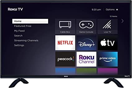 Photo 1 of RCA 32" Class HD 720P Roku Smart LED Television, RTR3260-W, Black

-powers on 