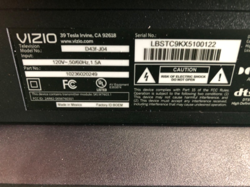 Photo 6 of VIZIO 43-inch D-Series Full HD 1080p Smart TV with Apple AirPlay and Chromecast Built-in, Alexa Compatibility, D43f-J04, 2022 Model

-powers on 