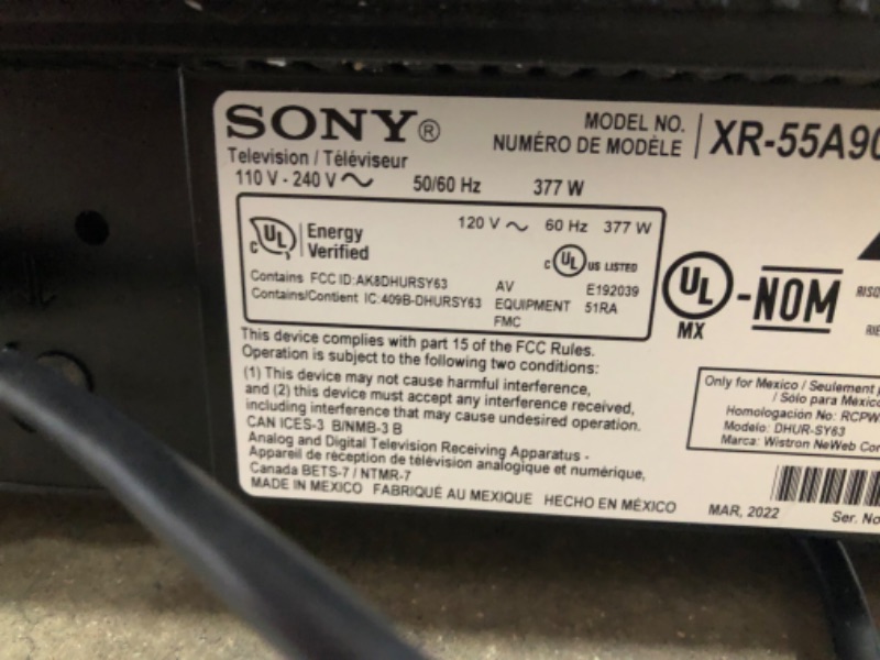 Photo 8 of Sony A90J 55 Inch TV: BRAVIA XR OLED 4K Ultra HD Smart Google TV with Dolby Vision HDR and Alexa Compatibility XR55A90J- 2021 Model

-MIGHT BE MISSING SOME HARDWARE FOR LEGS 
-POWERS ON 