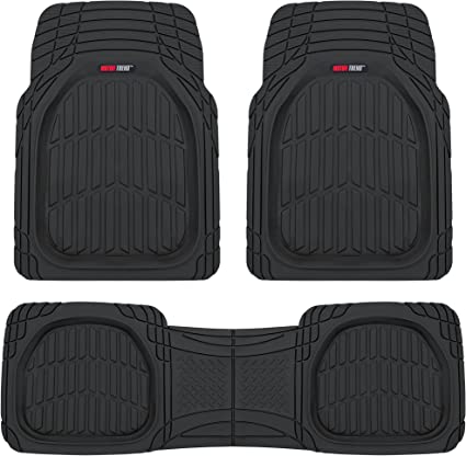 Photo 1 of Motor Trend 923-BK Black FlexTough Contour Liners-Deep Dish Heavy Duty Rubber Floor Mats for Car SUV Truck & Van-All Weather Protection Trim to Fit Most Vehicles
