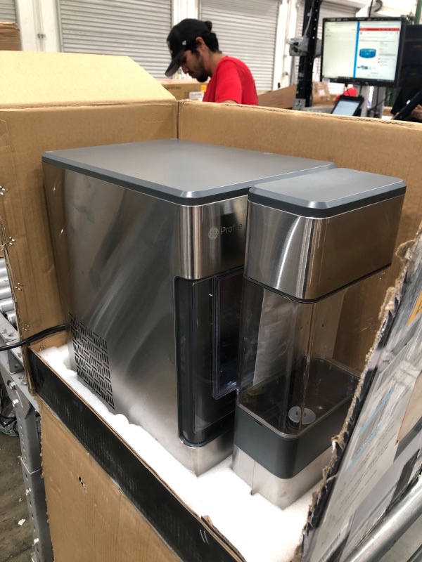 Photo 2 of GE Profile Opal | Countertop Nugget Ice Maker with Side Tank | Portable Ice Machine Makes up to 24 Lbs. of Ice per Day | Stainless Steel Finish
