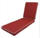 Photo 1 of (LOOSE SEAMS) 1 piece seat cushion 4pcs toss pillow red with tan trim lounge cushion with pillows