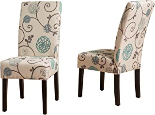 Photo 1 of (SCRATCHED LEGS; DAMAGED&MISSING HARDWARE) Christopher Knight Home Pertica Fabric Dining Chairs, 2-Pcs Set, White And Blue Floral