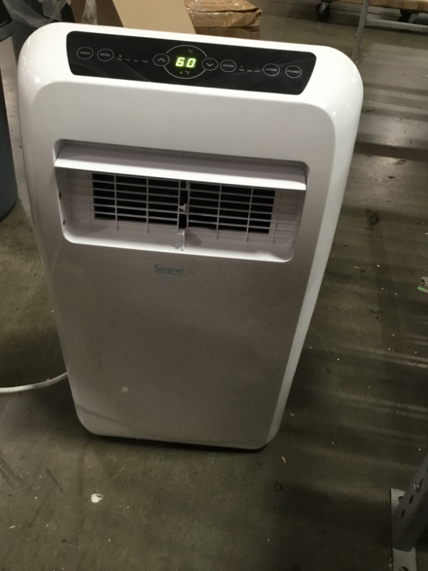 Photo 4 of DAMAGED!!! SereneLife SLACHT128 Portable Air Conditioner Compact Home AC Cooling Unit with Built-in Dehumidifier & Fan Modes, Quiet Operation, Includes Window Mount Kit, 12,000 BTU + HEAT, White
**VENT BLADES BROKE OFF**