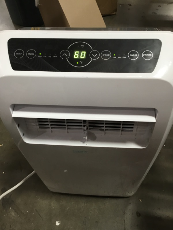 Photo 2 of DAMAGED!!! SereneLife SLACHT128 Portable Air Conditioner Compact Home AC Cooling Unit with Built-in Dehumidifier & Fan Modes, Quiet Operation, Includes Window Mount Kit, 12,000 BTU + HEAT, White
**VENT BLADES BROKE OFF**