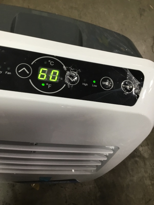 Photo 4 of DAMAGE, INCOMPLETE!! SereneLife SLACHT128 Portable Air Conditioner Compact Home AC Cooling Unit with Built-in Dehumidifier & Fan Modes, Quiet Operation, Includes Window Mount Kit, 12,000 BTU + HEAT, White
**WHEELS BROKEN, DOWN BUTTON DAMAGED, MISSING REMO