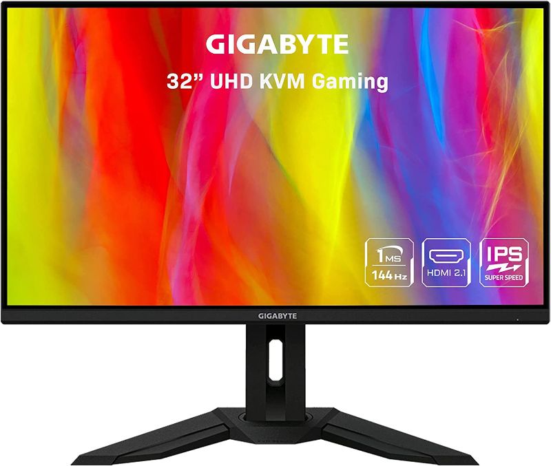 Photo 1 of ***GREEN LINE THRU SCREEN**GIGABYTE M32U-SA-R 32" 144Hz 4K AdaptiveSync Compatible Gaming Monitor (SS IPS/3840x2160 Display/1ms Response Time (GTG)/1x Display Port 1.4/2x HDMI 2.1/2x USB 3.0/1x USB Type C) (RENEWED)
