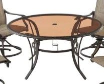 Photo 1 of ***INCOMPLETE GLASS TOP ONLY NOTHING ELSE***Riverbrook Espresso Brown 5-Piece Outdoor Patio Aluminum Round Glass Top Dining Set with Padded Sling Swivel Chairs
