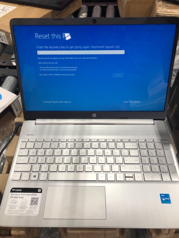 Photo 5 of ***LOCKED COULD NOT RESET ***HP 15.6" Laptop, Intel Core i3-1115G4, 8GB RAM, 256GB SSD, Windows 10 Home, Natural Silver, 15-dy2091wm
