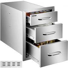 Photo 1 of ***DAMAGED CORNER** BBQ Island/ Outdoor Kitchen Triple Drawers 20.25"X14" Stainless Steel BBQ Drawer
