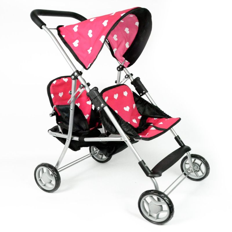 Photo 1 of The New York Doll Collection First Doll Twin Stroller - Cutest Heart Design Doll Twins Stroller - Great Toy Gift for Girls
