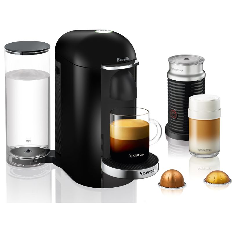 Photo 1 of Nespresso Vertuo Plus Deluxe Coffee and Espresso Maker by Breville, Piano Black with Aeroccino Milk Frother
